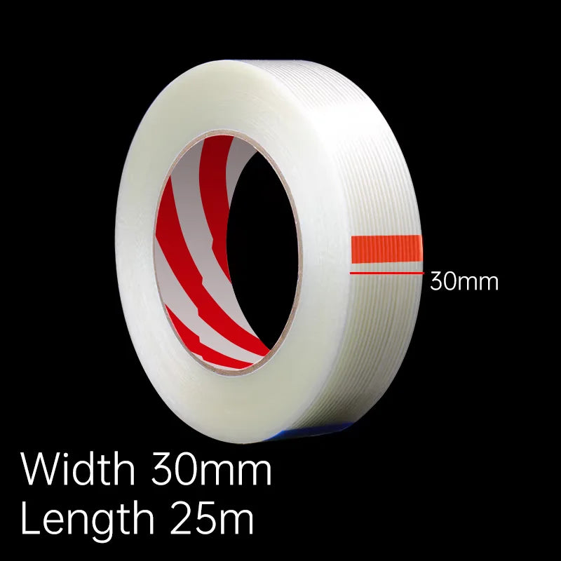 Striped Fiber Tape Lithium Battery Pack Insulation Wrap Fiberglass Tape Transparent Single Side Adhesive Seal Packaging Fixed