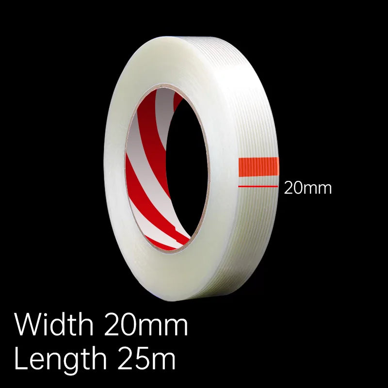 Striped Fiber Tape Lithium Battery Pack Insulation Wrap Fiberglass Tape Transparent Single Side Adhesive Seal Packaging Fixed