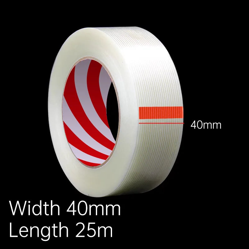Striped Fiber Tape Lithium Battery Pack Insulation Wrap Fiberglass Tape Transparent Single Side Adhesive Seal Packaging Fixed