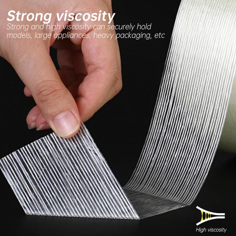 Striped Fiber Tape Lithium Battery Pack Insulation Wrap Fiberglass Tape Transparent Single Side Adhesive Seal Packaging Fixed