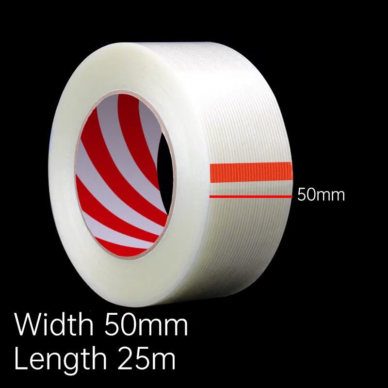 Striped Fiber Tape Lithium Battery Pack Insulation Wrap Fiberglass Tape Transparent Single Side Adhesive Seal Packaging Fixed