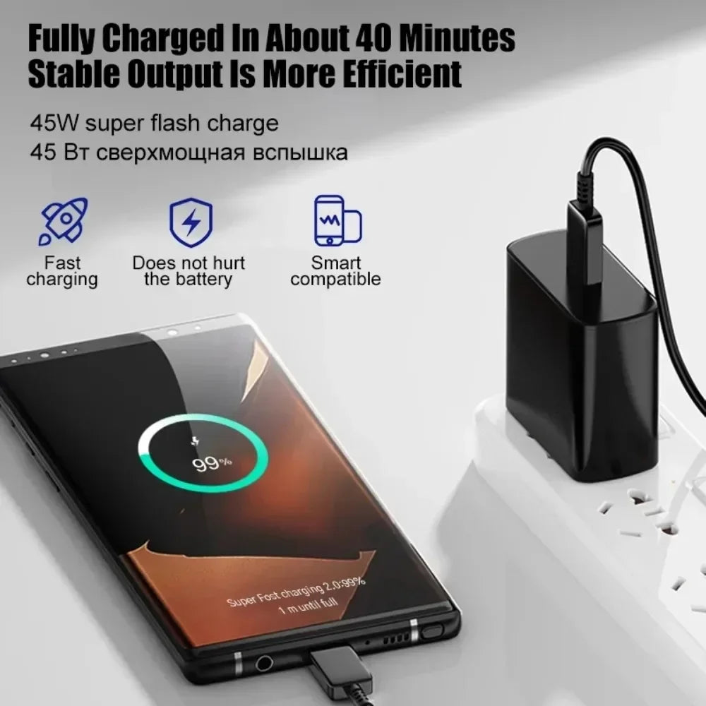 PD 45W USB C Charger Fast High Speed Charging Cell Phone Wall Adapter for Samsung Galaxy S24 S23 Ultra Note Iphone 15 Xiaomi 14