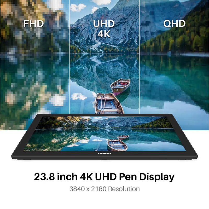 23.8 Inch  Kamvas Pro 24 4K Graphics Tablet Screen 140% Srgb Full-Laminated Professional Drawing Monitor Built-In Stand