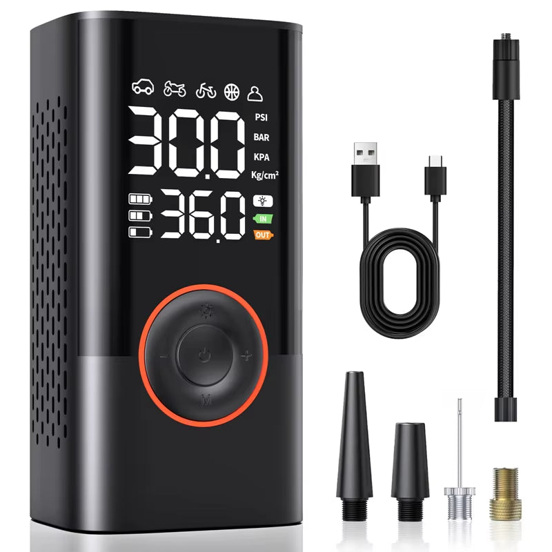 Wireless Electric Car Air Compressor: Portable Tire Inflator for Motorcycles, Bicycles, Boats, and More
