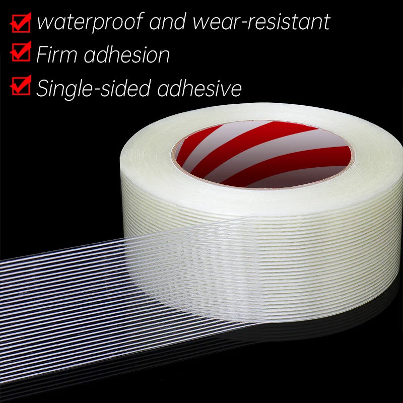 Striped Fiber Tape Lithium Battery Pack Insulation Wrap Fiberglass Tape Transparent Single Side Adhesive Seal Packaging Fixed