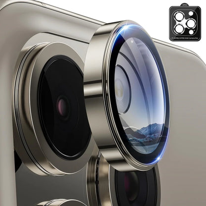Metal Camera Lens Protector for Iphone 15 Pro Max [Keep Lens Original Design] 9H Tempered Glass Camera Cover for Iphone 15 Pro