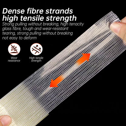 Striped Fiber Tape Lithium Battery Pack Insulation Wrap Fiberglass Tape Transparent Single Side Adhesive Seal Packaging Fixed