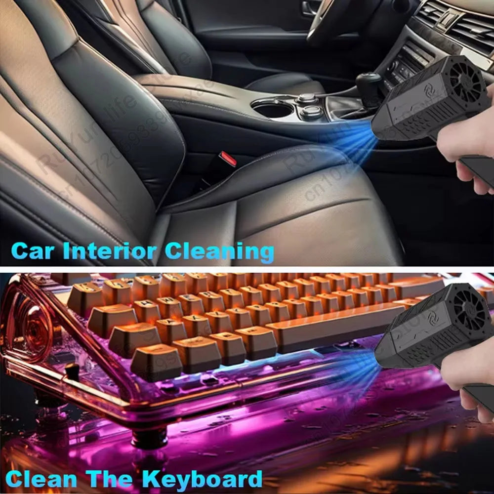 Mini Turbo Jet Fan Electric Air Duster - Adjustable 3-Speed Cleaning Blower Tool with 130,000 RPM and 52 m/s Wind Speed for Car and Computer Maintenance