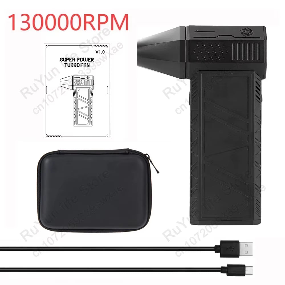 Mini Turbo Jet Fan Electric Air Duster - Adjustable 3-Speed Cleaning Blower Tool with 130,000 RPM and 52 m/s Wind Speed for Car and Computer Maintenance
