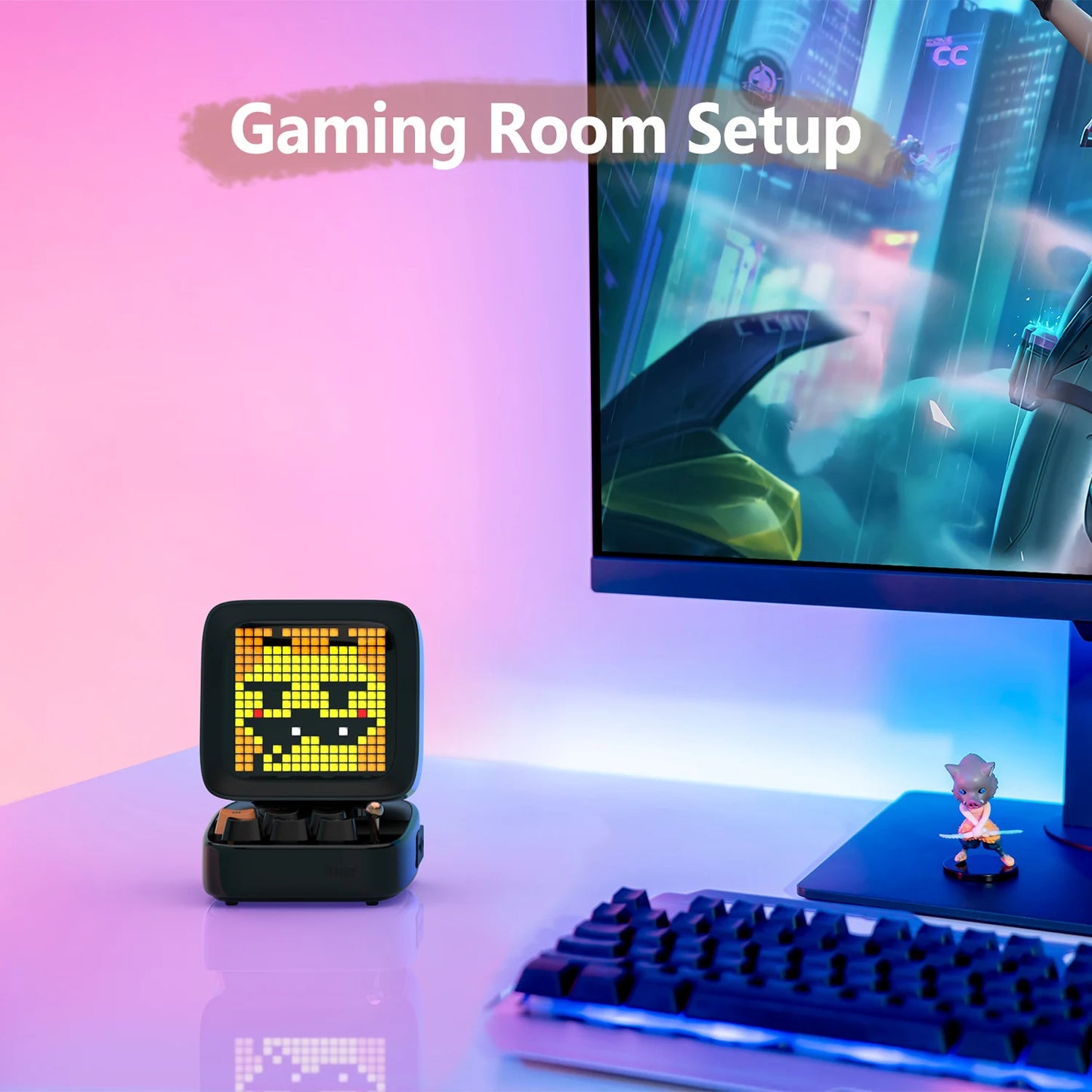 Ditoo Retro Pixel Art Bluetooth Portable Speaker & Alarm Clock with DIY LED Display - Perfect Birthday Gift and Home Decor