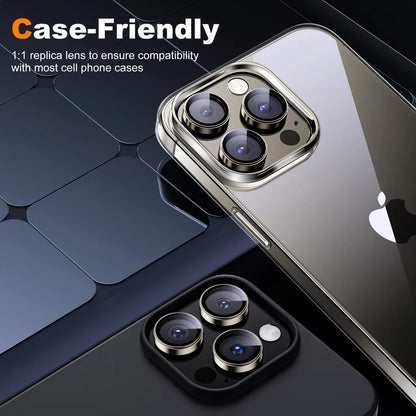 Metal Camera Lens Protector for Iphone 15 Pro Max [Keep Lens Original Design] 9H Tempered Glass Camera Cover for Iphone 15 Pro