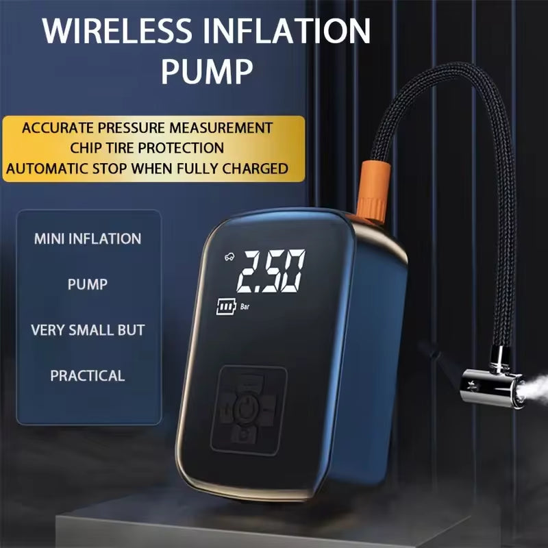 Wireless Electric Car Air Compressor: Portable Tire Inflator for Motorcycles, Bicycles, Boats, and More