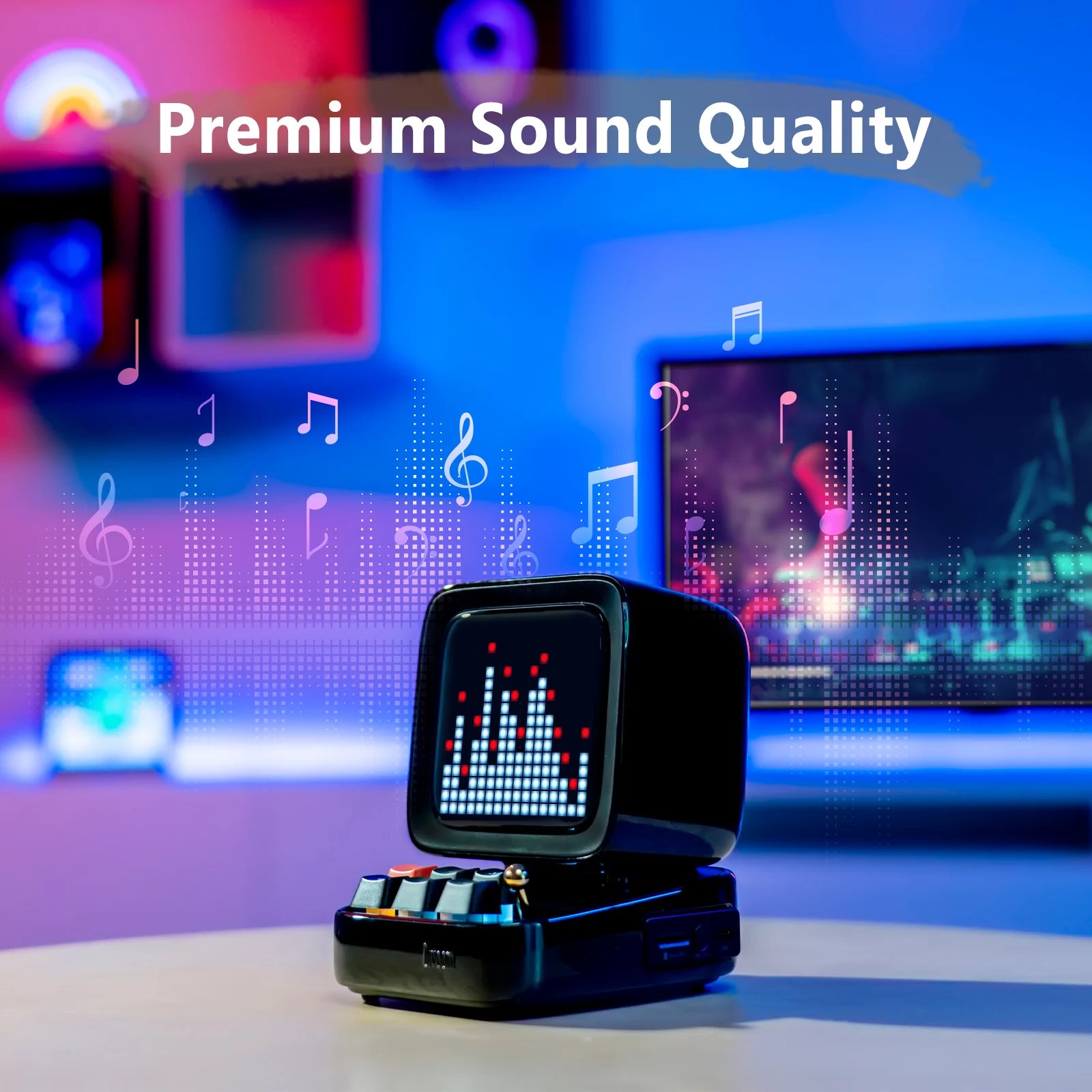 Ditoo Retro Pixel Art Bluetooth Portable Speaker & Alarm Clock with DIY LED Display - Perfect Birthday Gift and Home Decor