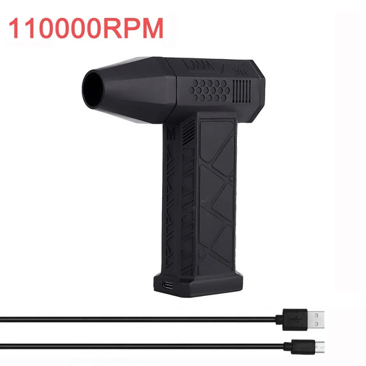 Mini Turbo Jet Fan Electric Air Duster - Adjustable 3-Speed Cleaning Blower Tool with 130,000 RPM and 52 m/s Wind Speed for Car and Computer Maintenance